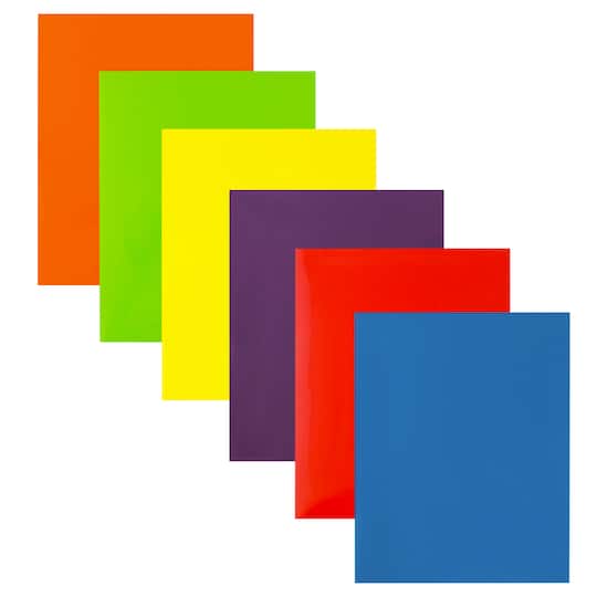 JAM Paper Primary Glossy Laminated Two Pocket Folders, 6ct.